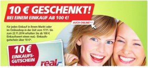 Real Gutschein: 10 € für Neukunden im Online Shop